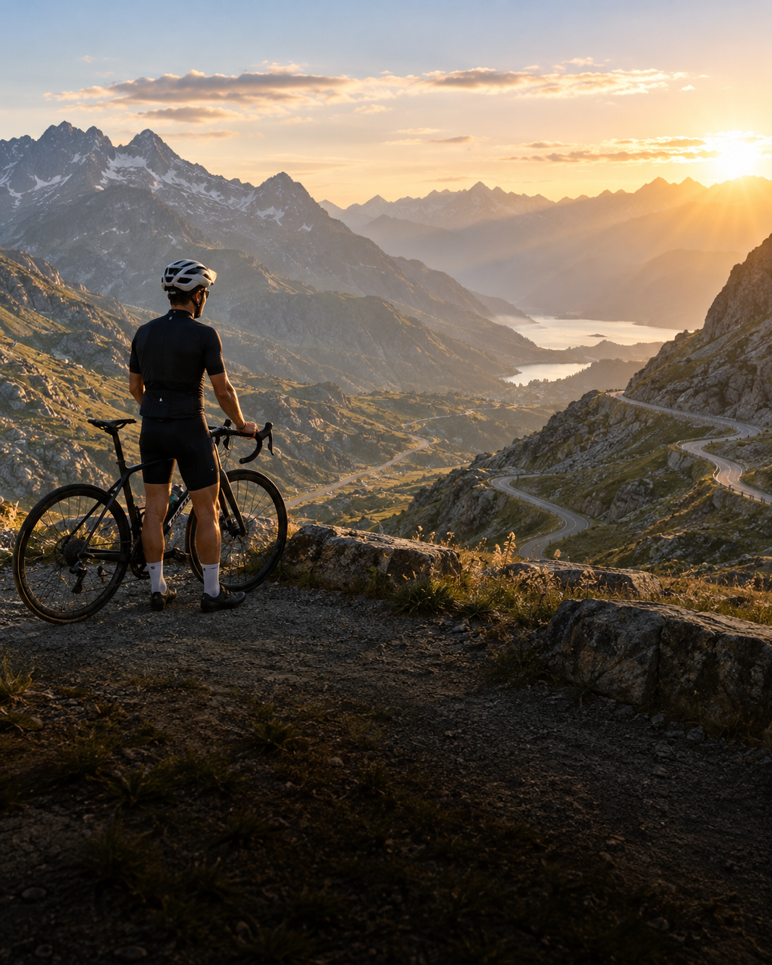 Ciclista en una ruta de montana